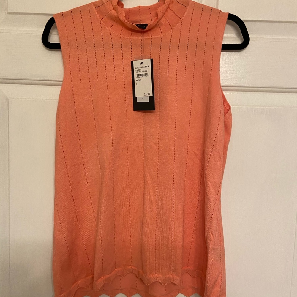 Devotion By Cyrus Pointelle Knit Pink Top L